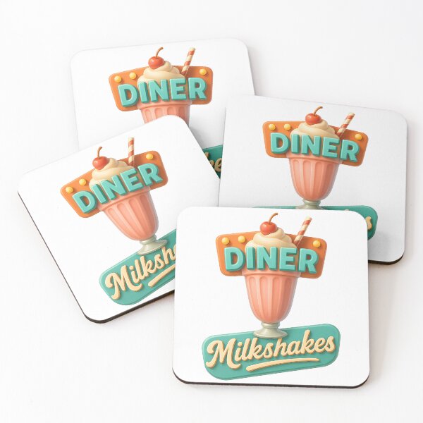 Item preview, Retro diner sign with milkshake graphic, pastel 50s colors, nostalgic style. designed and sold by Canvations.