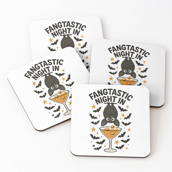 Item preview, Fangtastic Night In – Cute Halloween Bat and Drink Design designed and sold by inkoutninja.