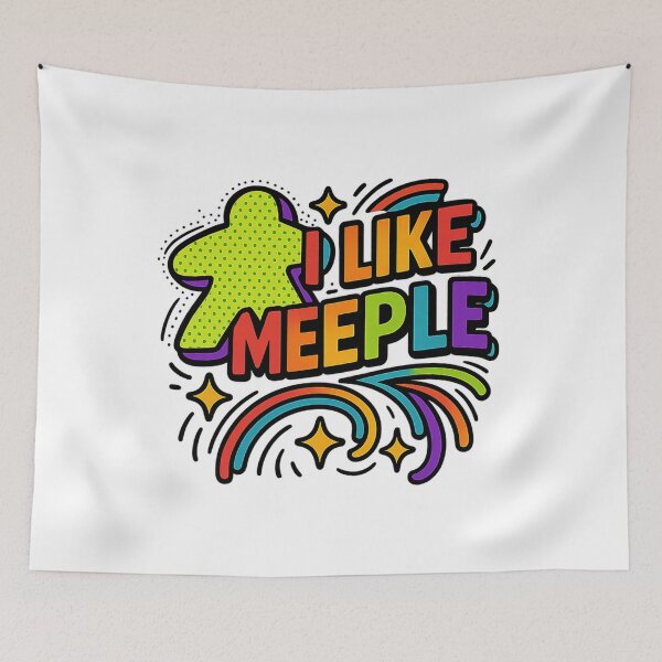 Item preview, I Like Meeple - Unisex T-Shirt For Board Gamers - Popart designed and sold by WhitneySchu.