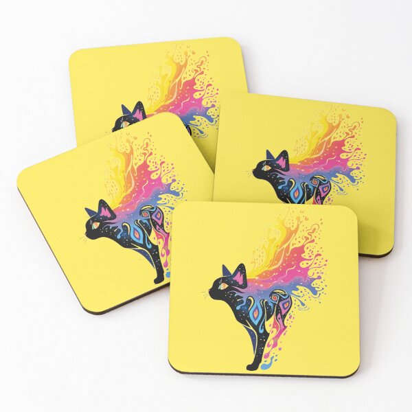 Item preview, A Neon Cat Bursting in Colorful Flames designed and sold by maeroks.