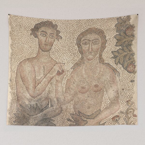 Item preview, Fragment of a Floor Mosaic Adam and Eve, late 400s–early 500s CE. Early Byzantium, Northern Syria, Byzantine period, late 5th-early 6th century designed and sold by Vintage Designs +.