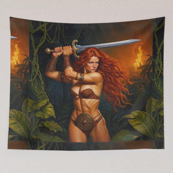 Item preview,  Medieval Fantasy Swords woman warrior classic elegant fantasy illustration art designed and sold by Vintage Designs +.