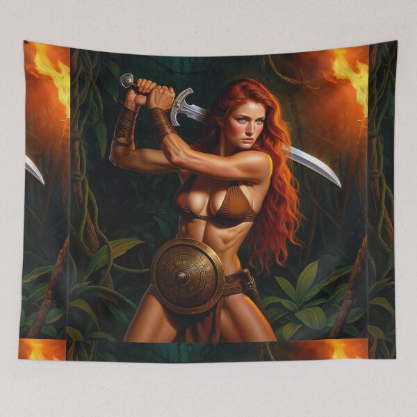 Item preview,  Medieval Fantasy Swords woman warrior classic elegant fantasy illustration art designed and sold by Vintage Designs +.