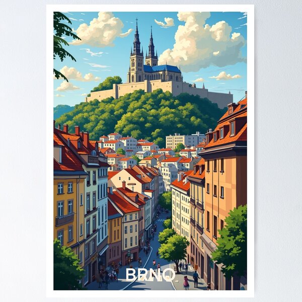 Item preview, Brno Travel Poster, Perfect Gift for Travel Enthusiasts, Vintage Style Wall Art, czech republic art for home decor, Brno print. Sticker designed and sold by Thegalleryshop1.
