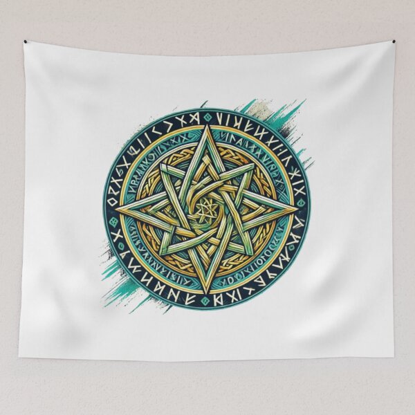 Item preview, Celtic Mandala Star with Elder Futhark Runes – Strength, Life, Protection designed and sold by CelticSoulShop.