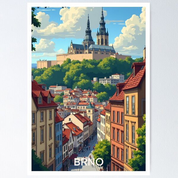 Item preview, Brno Travel Poster, Perfect Gift for Travel Enthusiasts, Vintage Style Wall Art, czech republic art for home decor, Brno print. Sticker designed and sold by Thegalleryshop1.