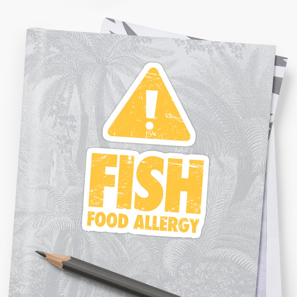 Warning Food Allergy Allergic To Fish Sticker By Emddesign