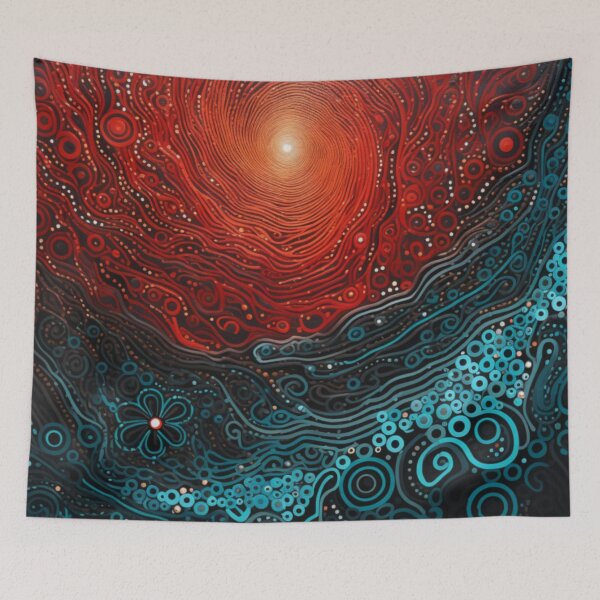 Item preview, Aboriginal Inspired Dot Art - Big Ocean Lava Swirl designed and sold by GrinGalore.