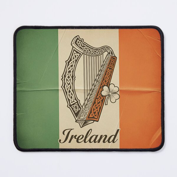 Item preview, Vintage Ireland Flag Art - Celtic Harp and Shamrock designed and sold by ART-POD-PL.