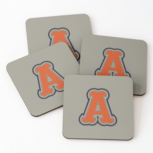 Item preview, Varsity Letter A Letterman Jacket Style Orange Wool Khaki & Navy Felt  designed and sold by JadedVintage.