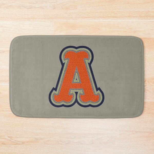 Item preview, Varsity Letter A Letterman Jacket Style Orange Wool Khaki & Navy Felt  designed and sold by JadedVintage.