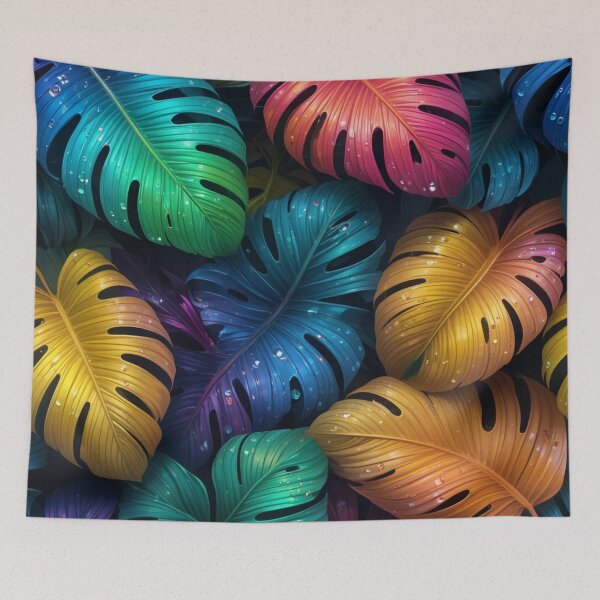 Item preview, Vibrant Monstera Leaves with Dewdrops designed and sold by InezPhotography.