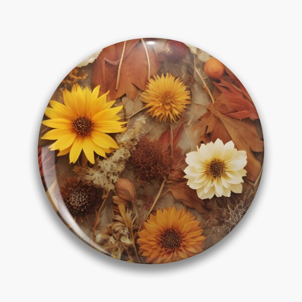 Item preview, Pressed and dried Floral Collage in Warm Autumn Hues designed and sold by EmeraldeaArt.