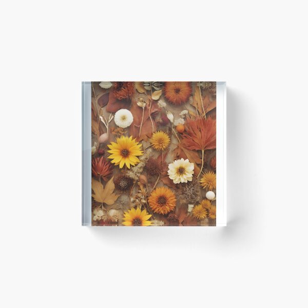 Item preview, Pressed and dried Floral Collage in Warm Autumn Hues designed and sold by EmeraldeaArt.