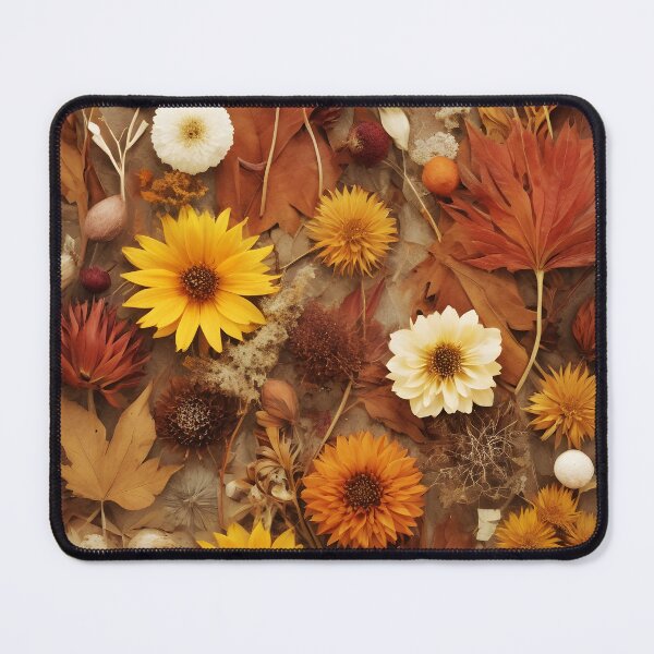 Item preview, Pressed and dried Floral Collage in Warm Autumn Hues designed and sold by EmeraldeaArt.
