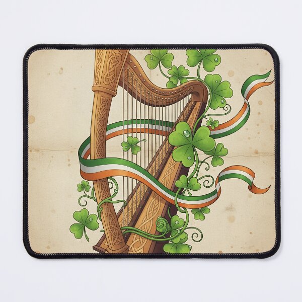 Item preview, Vintage Irish Harp and Shamrocks - Flag Ribbon Design designed and sold by ART-POD-PL.