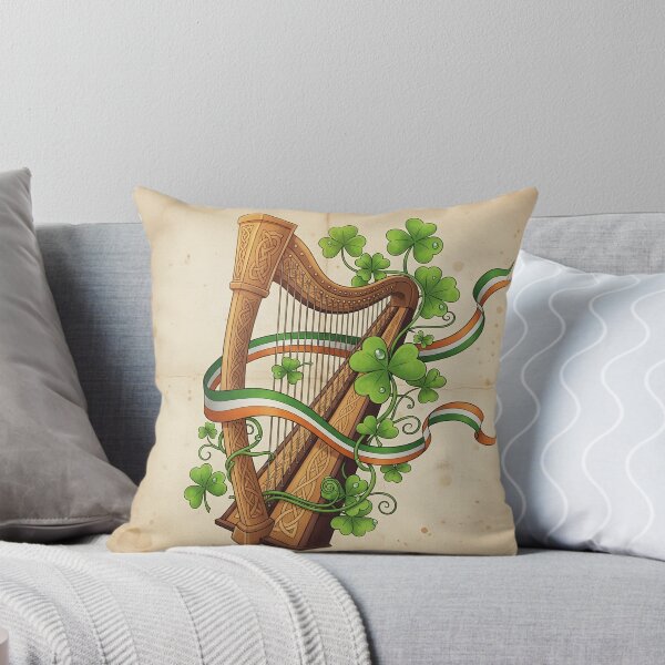 Item preview, Vintage Irish Harp and Shamrocks - Flag Ribbon Design designed and sold by ART-POD-PL.