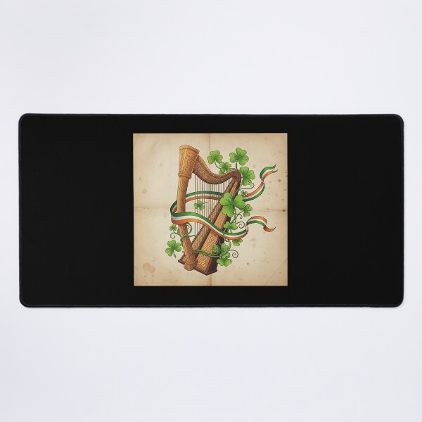 Item preview, Vintage Irish Harp and Shamrocks - Flag Ribbon Design designed and sold by ART-POD-PL.
