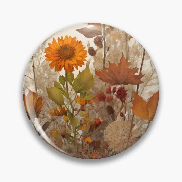 Item preview, Autumn Dried Wildflowers and Leaves Collage on Beige designed and sold by EmeraldeaArt.