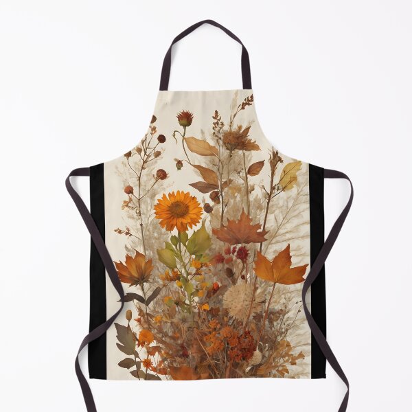 Item preview, Autumn Dried Wildflowers and Leaves Collage on Beige designed and sold by EmeraldeaArt.