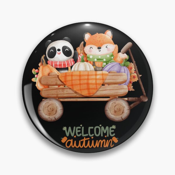 Item preview, Welcome Autumn Cute Panda and Fox in Pumpkin Wagon Cozy Fall Seasonal T-Shirt designed and sold by FestivityFinds.