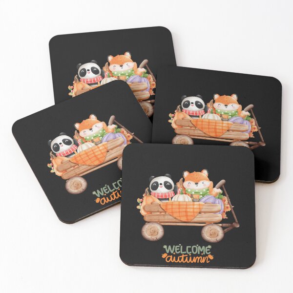 Item preview, Welcome Autumn Cute Panda and Fox in Pumpkin Wagon Cozy Fall Seasonal T-Shirt designed and sold by FestivityFinds.