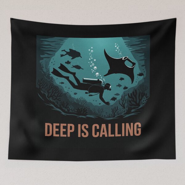 Item preview, Deep is Calling Manta Ray Diver Marine Life Ocean designed and sold by Blok45.