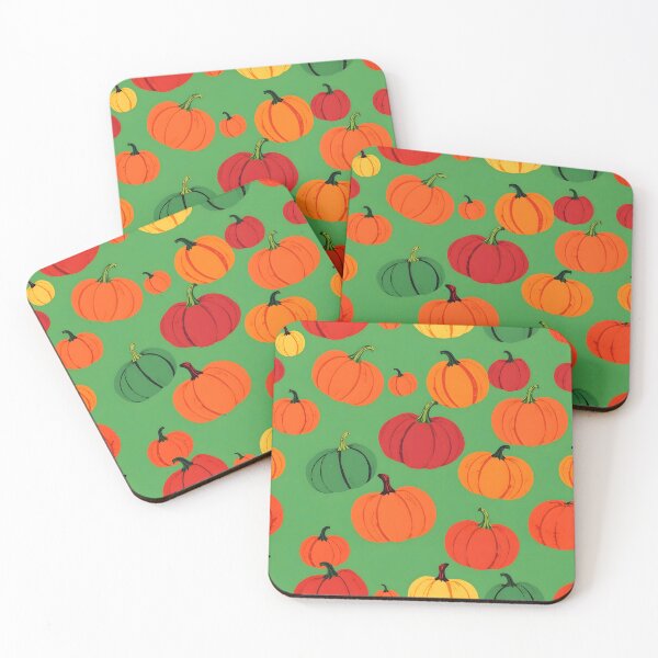 Item preview, Vibrant Pumpkin Pattern on Bright Green designed and sold by EmeraldeaArt.