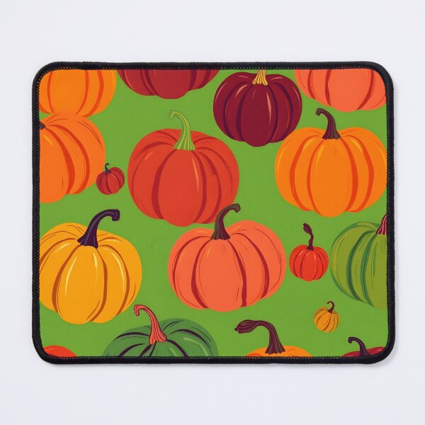 Item preview, Orange and Maroon Pumpkin Pattern on Green designed and sold by EmeraldeaArt.