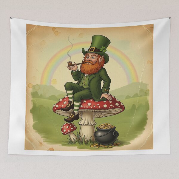Item preview, Vintage Leprechaun on Mushroom - St. Patrick's Day Art designed and sold by ART-POD-PL.