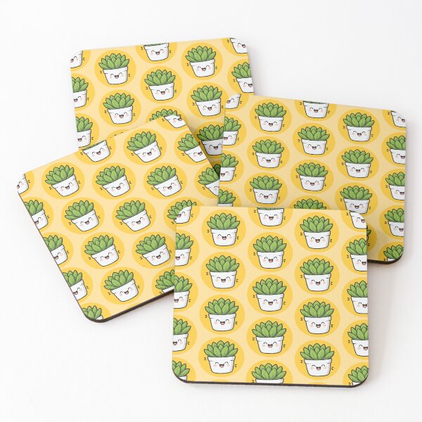 Item preview, Happy Succulent Plant in Pot Pattern - Yellow designed and sold by Clever Cookie.
