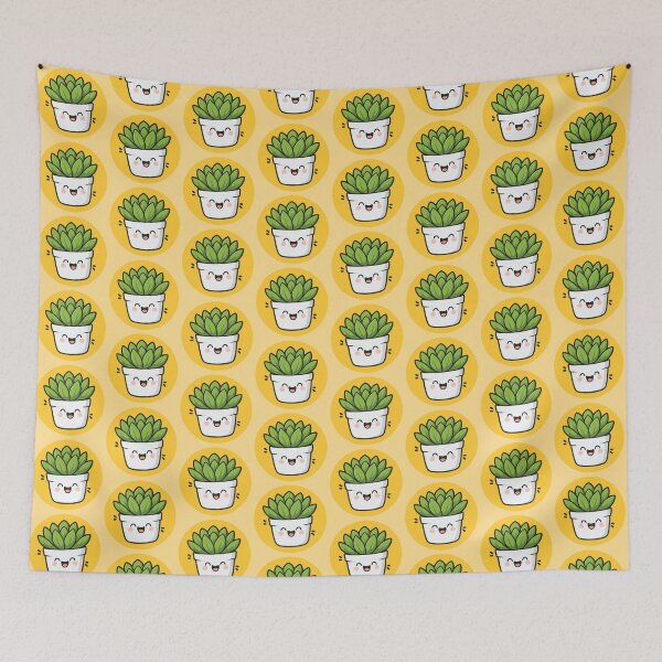 Item preview, Happy Succulent Plant in Pot Pattern - Yellow designed and sold by Clever Cookie.