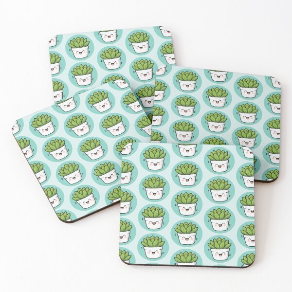 Item preview, Happy Succulent Plant in Pot Pattern - Turquoise designed and sold by Clever Cookie.