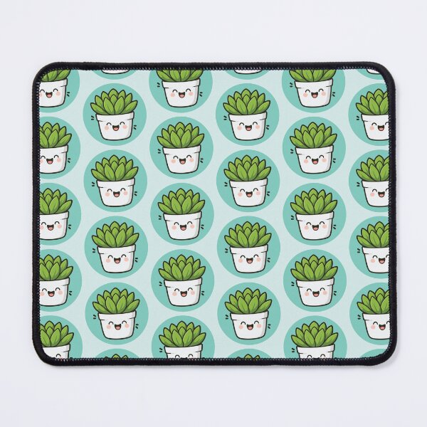 Item preview, Happy Succulent Plant in Pot Pattern - Turquoise designed and sold by Clever Cookie.