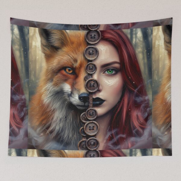 Item preview, The red-haired girl and the beautiful orange-haired fox designed and sold by jotcar.