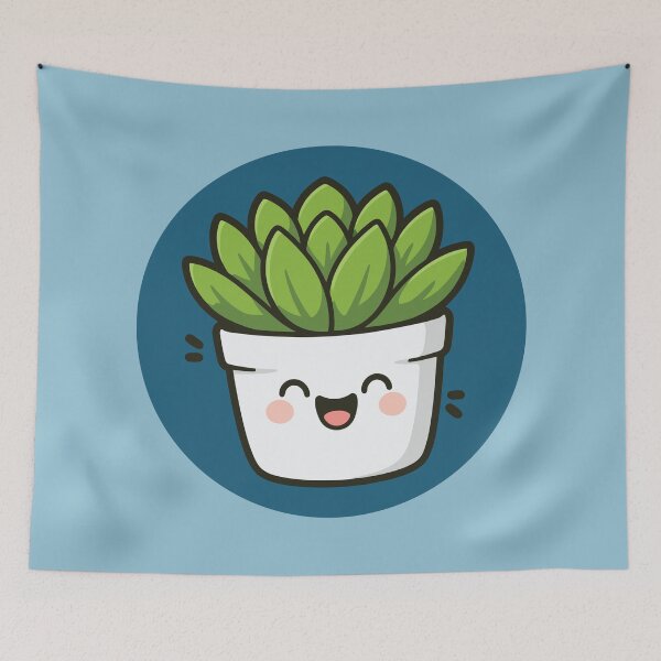 Item preview, Happy Succulent Plant in Pot - Dark Blue designed and sold by Clever Cookie.
