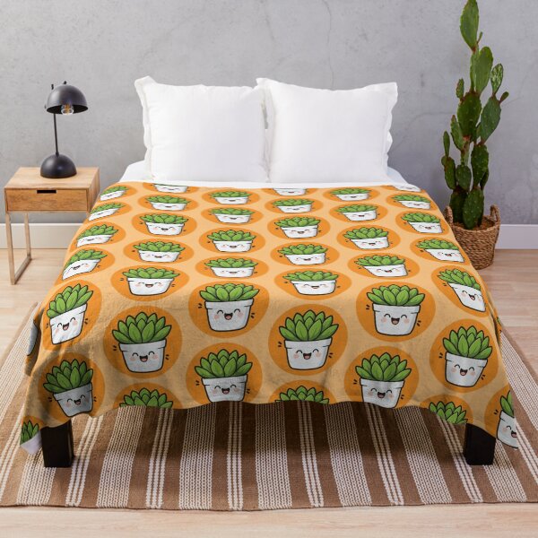 Item preview, Happy Succulent Plant in Pot Pattern - Orange designed and sold by Clever Cookie.