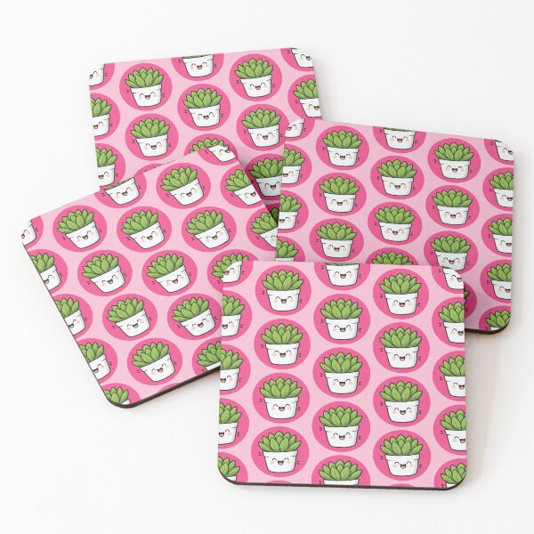 Item preview, Happy Succulent Plant in Pot Pattern - Pink designed and sold by Clever Cookie.