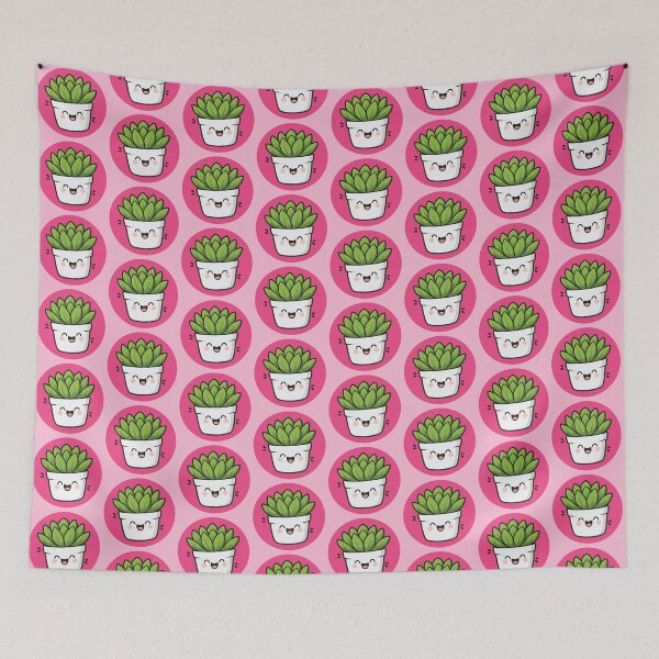 Item preview, Happy Succulent Plant in Pot Pattern - Pink designed and sold by Clever Cookie.