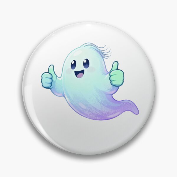 Item preview, Cute Gradient Ghost Giving Two Thumbs Up – Teal & Purple Glow on Black designed and sold by artumbre.