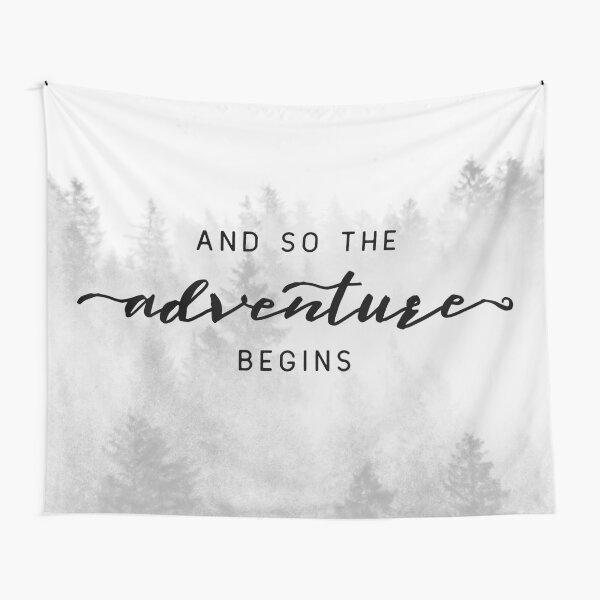 And So The Adventure Begins - Foggy Trees Forest Wall Decor Tapestry