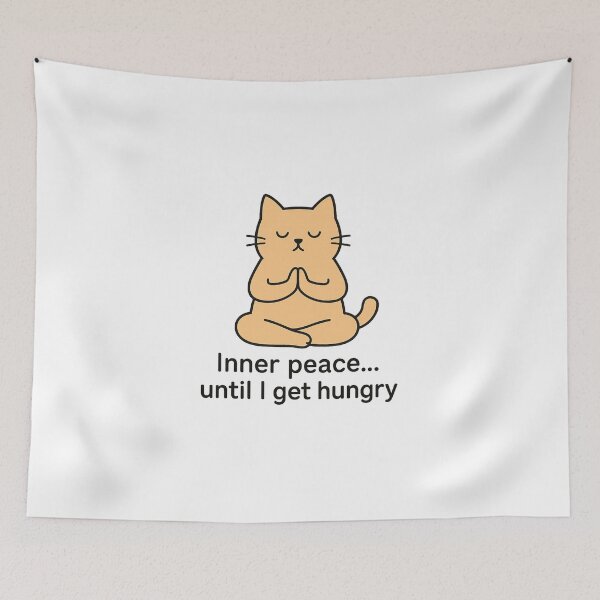 Item preview, Minimalist Yoga Cat – Inner Peace Until I Get Hungry designed and sold by Sara Raad.