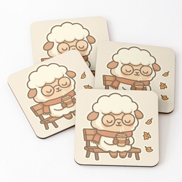 Artikelvorschau, Herbstkaffee PuffPuff – Gemütliches Schaf Sticker entworfen und verkauft von Puff & Tuff.