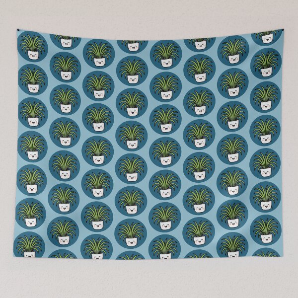 Item preview, Happy Spider Plant in Pot Pattern - Dark Blue designed and sold by Clever Cookie.