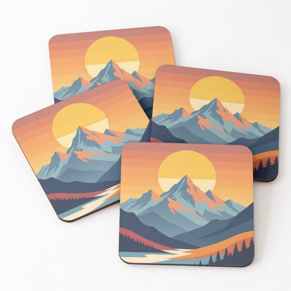Item preview, Mountain, Sunset, River Water, Landscape,  Abstract Art Stylize, Repeated Texture Pattern (image size 6656x9984) designed and sold by Digital-Davinci.