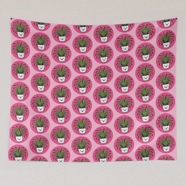 Item preview, Happy Spider Plant in Pot Pattern - Pink designed and sold by Clever Cookie.