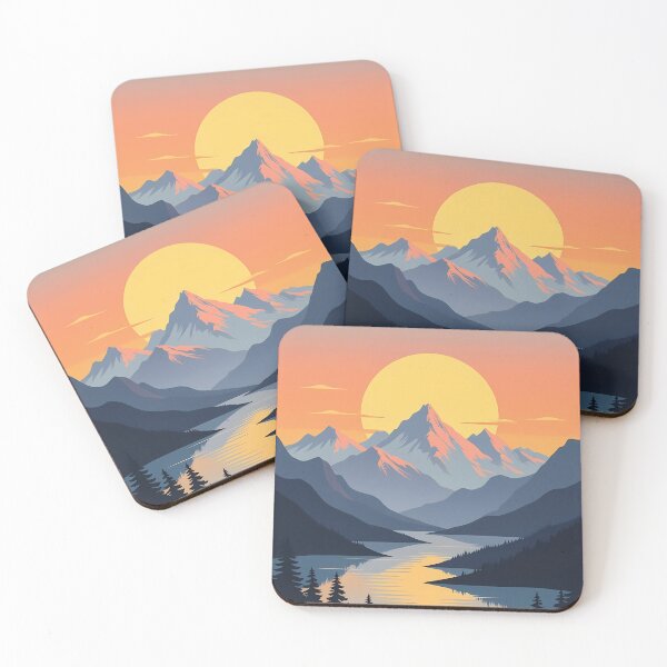 Item preview, Mountain, Sunset, River Water, Landscape,  Abstract Art Stylize, Repeated Texture Pattern (image size 6656x9984) designed and sold by Digital-Davinci.
