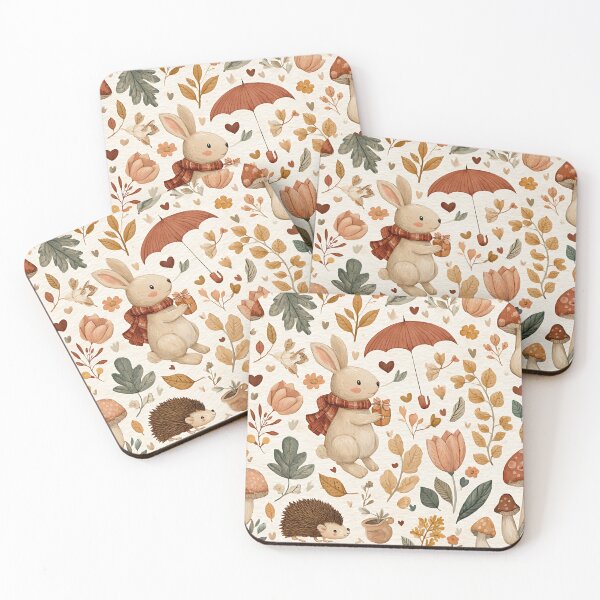Item preview, AUTUMN BUNNY WALLPAPER PATTERN designed and sold by infinitearte.