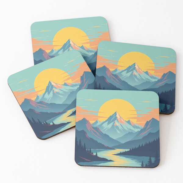 Item preview, Mountain, Sunset, River Water, Landscape,  Abstract Art Stylize, Repeated Texture Pattern (image size 6656x9984) designed and sold by Digital-Davinci.