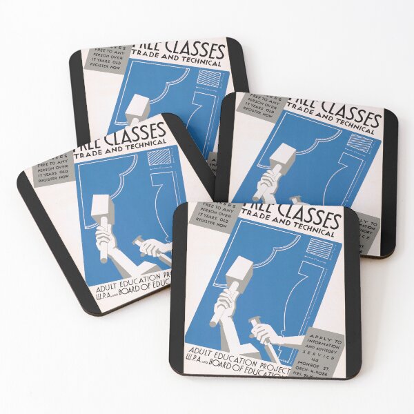 Item preview, Art Deco WPA Poster | Federal Art Project | Free Trade & Technical Classes | Great Depression Era | Geometric Design designed and sold by artofuniverse.